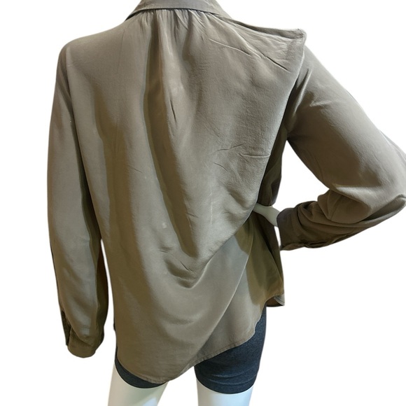 EILEEN FISHER Brown Silk Long Sleeve Blouse - Picture 3 of 8